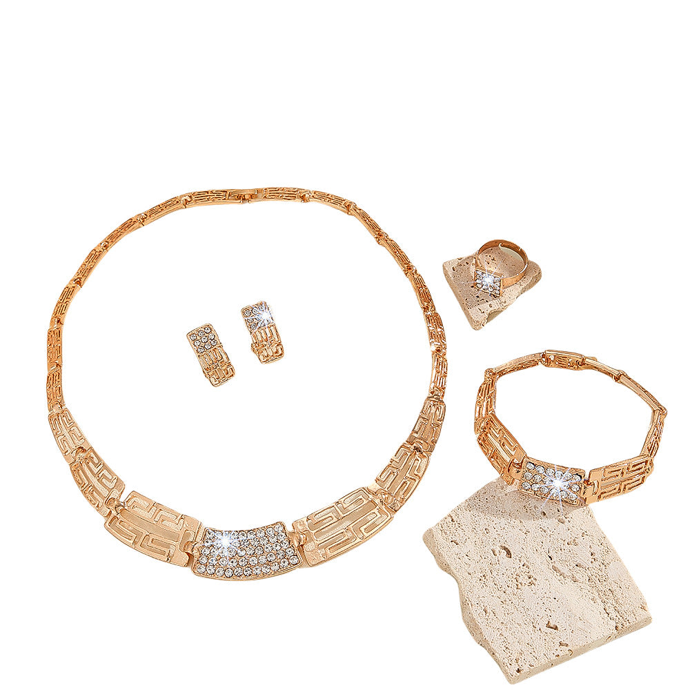 Parure dorée 4 pièces sertie de strass – Femme – vue 3