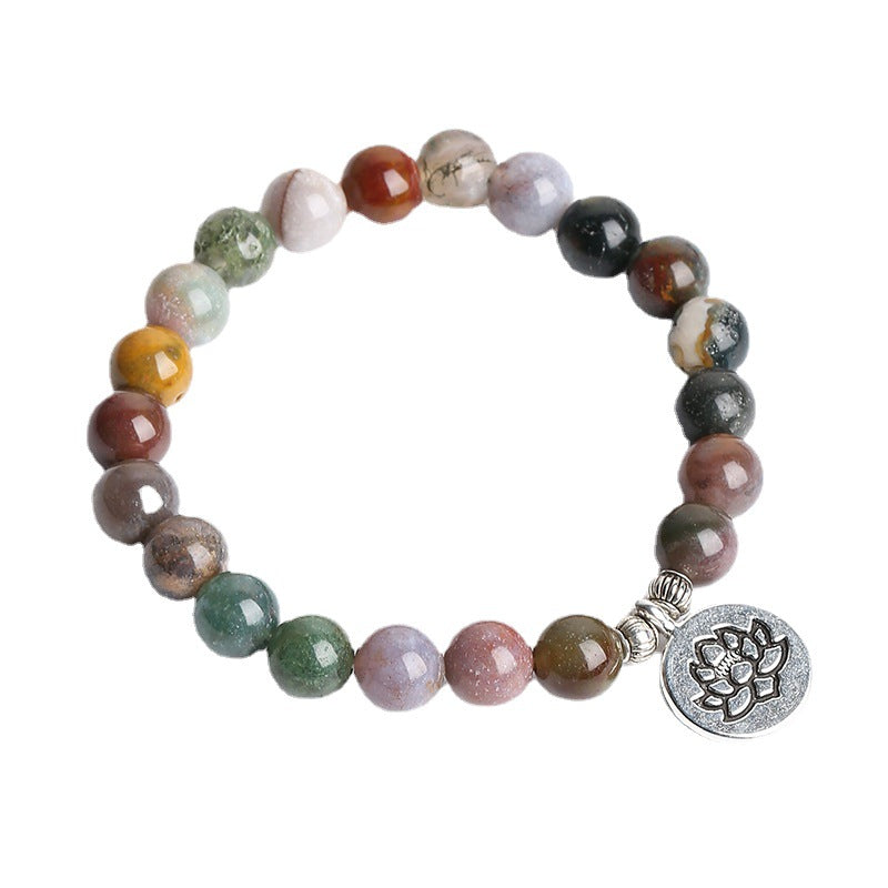 Bracelet Lotus en Agate Indienne Naturelle – Perles 8 mm – vue 4