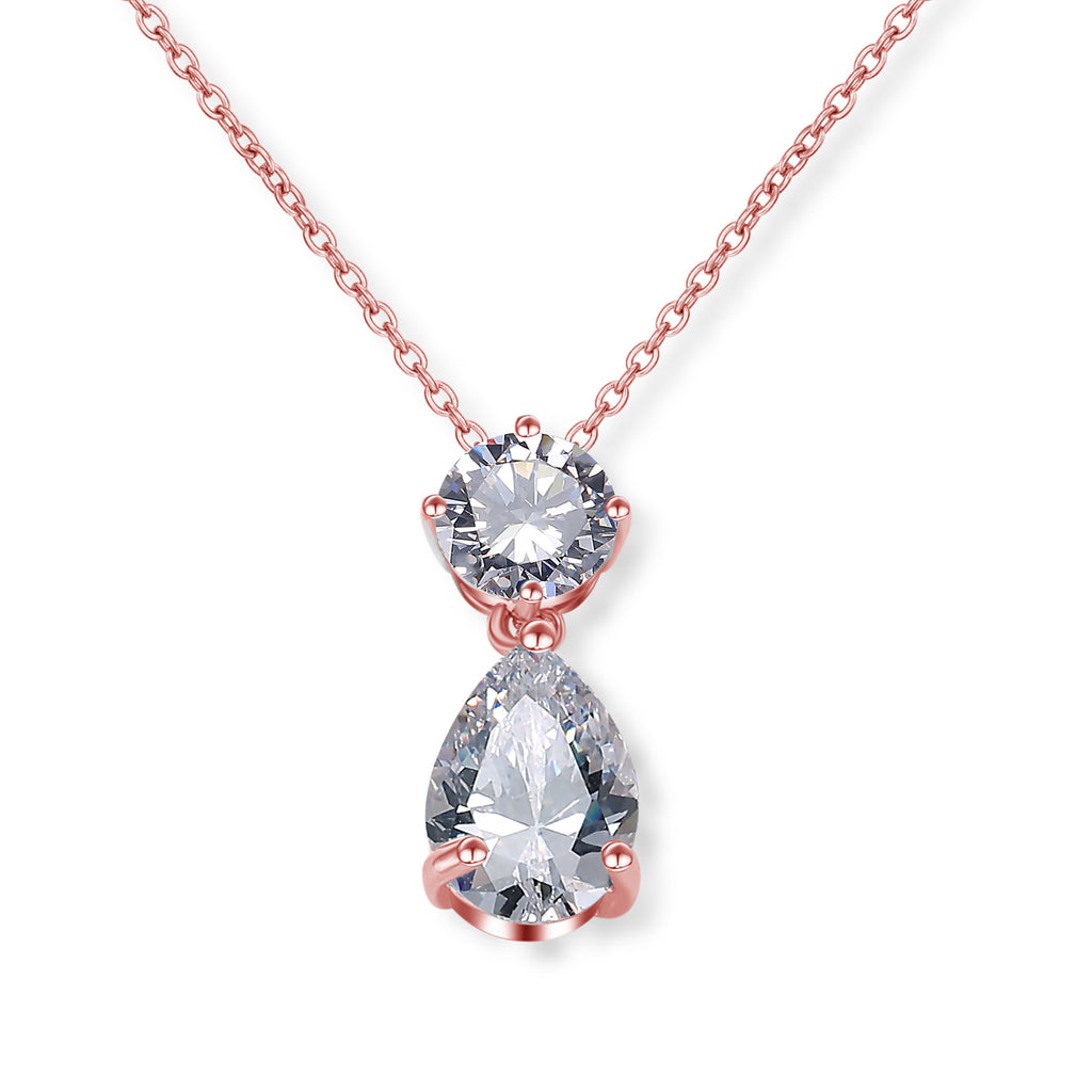 Collier double goutte en zircon – Doré, argenté ou or rose – vue 5