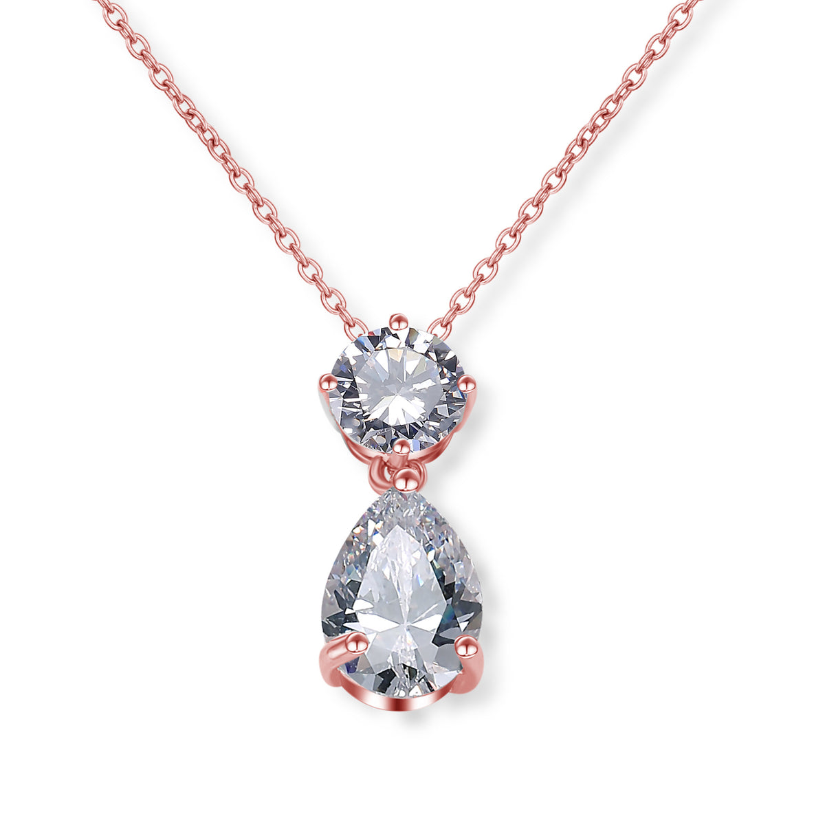 Collier double goutte en zircon – Doré, argenté ou or rose – vue 5