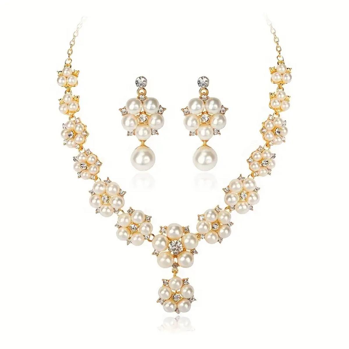 Parure 3 pièces en perles et strass – Style vintage élégant – vue 4