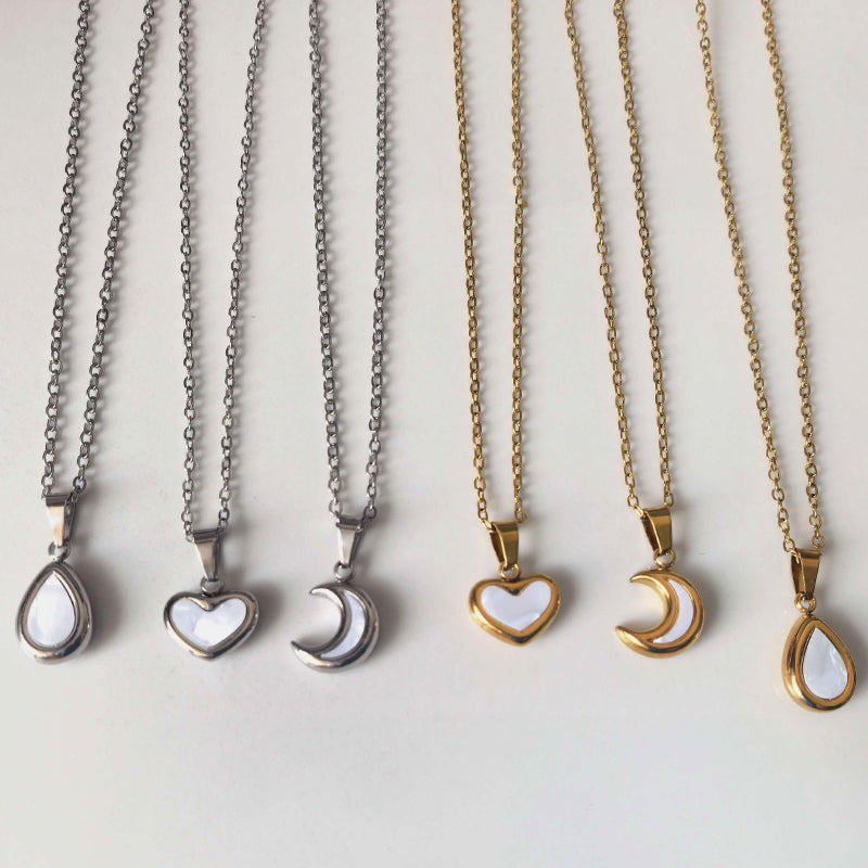Collier Pendentif Acrylique & Acier Inoxydable – 6 Modèles – vue 1