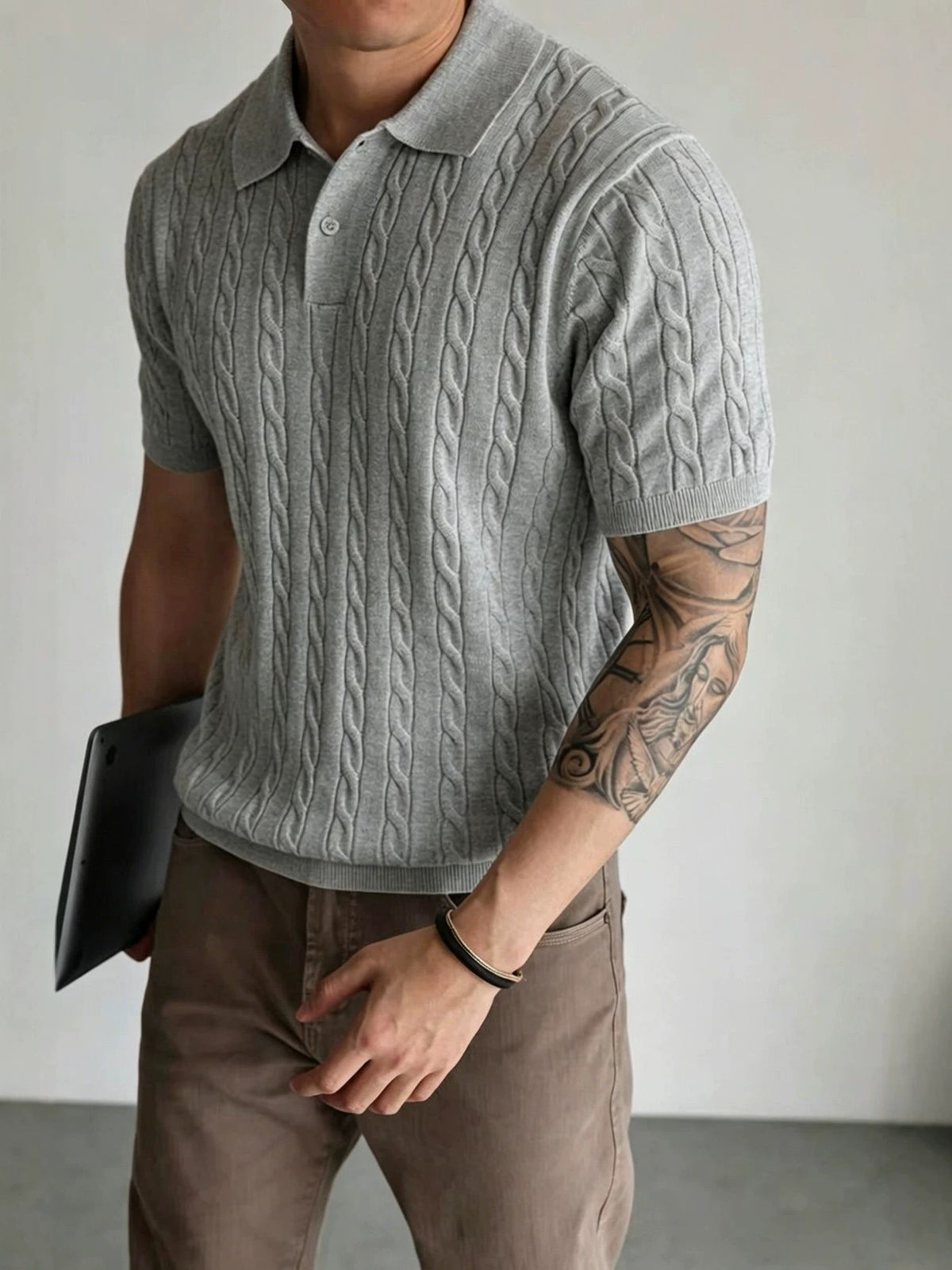 Polo Homme en Maille Torsadée – Manches Courtes – vue 4