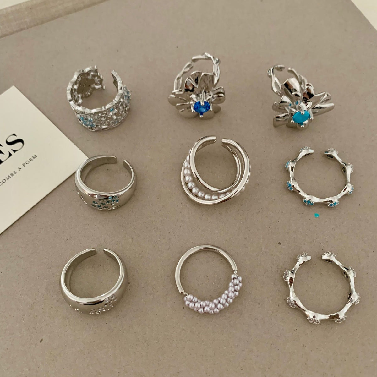 Bague Ouverte Ajustable à Strass – 8 Modèles – vue 4
