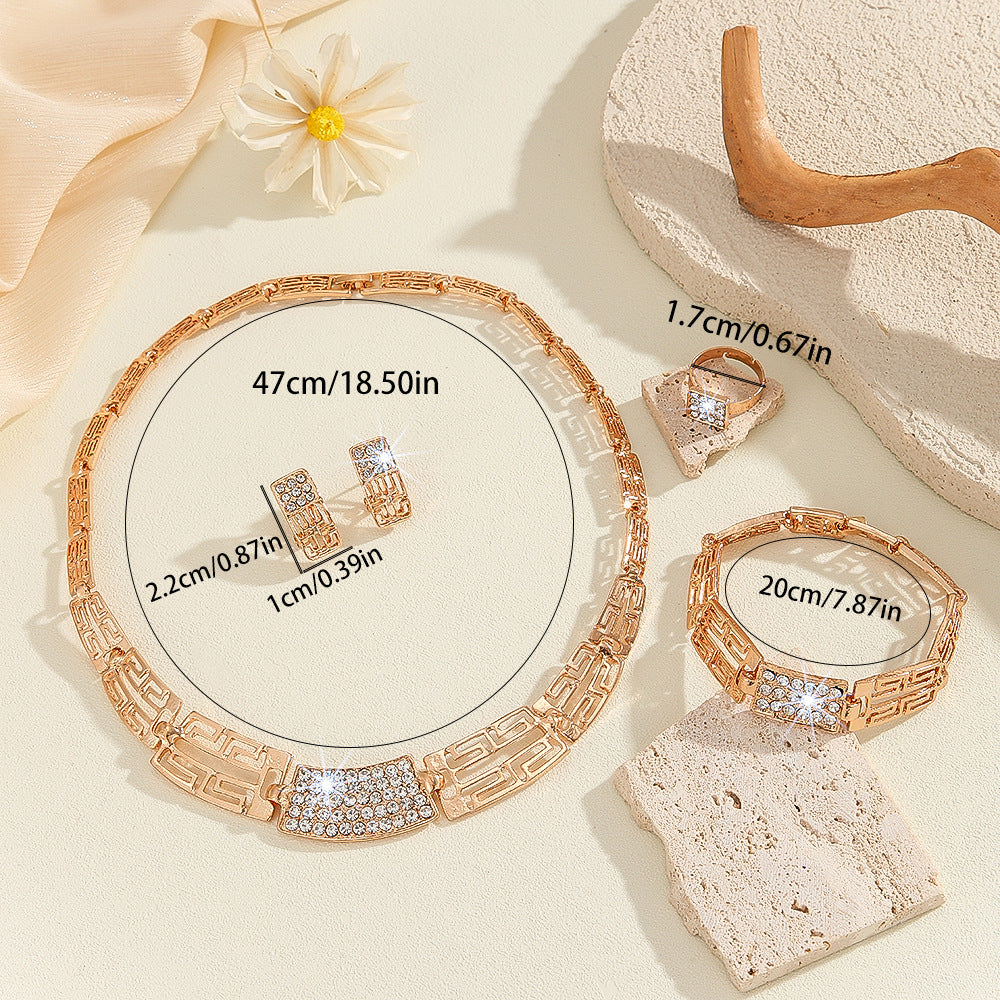 Parure dorée 4 pièces sertie de strass – Femme – vue 1