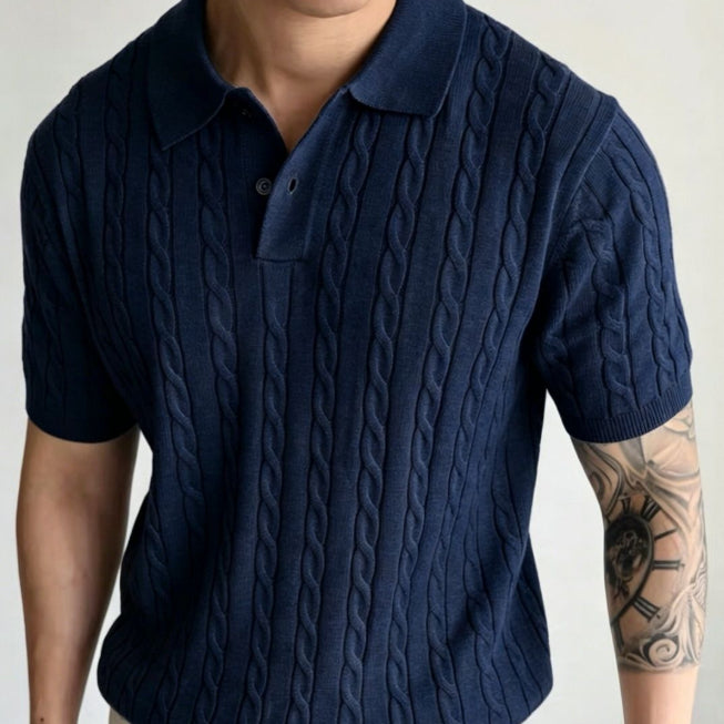 Polo Homme en Maille Torsadée – Manches Courtes – vue 1