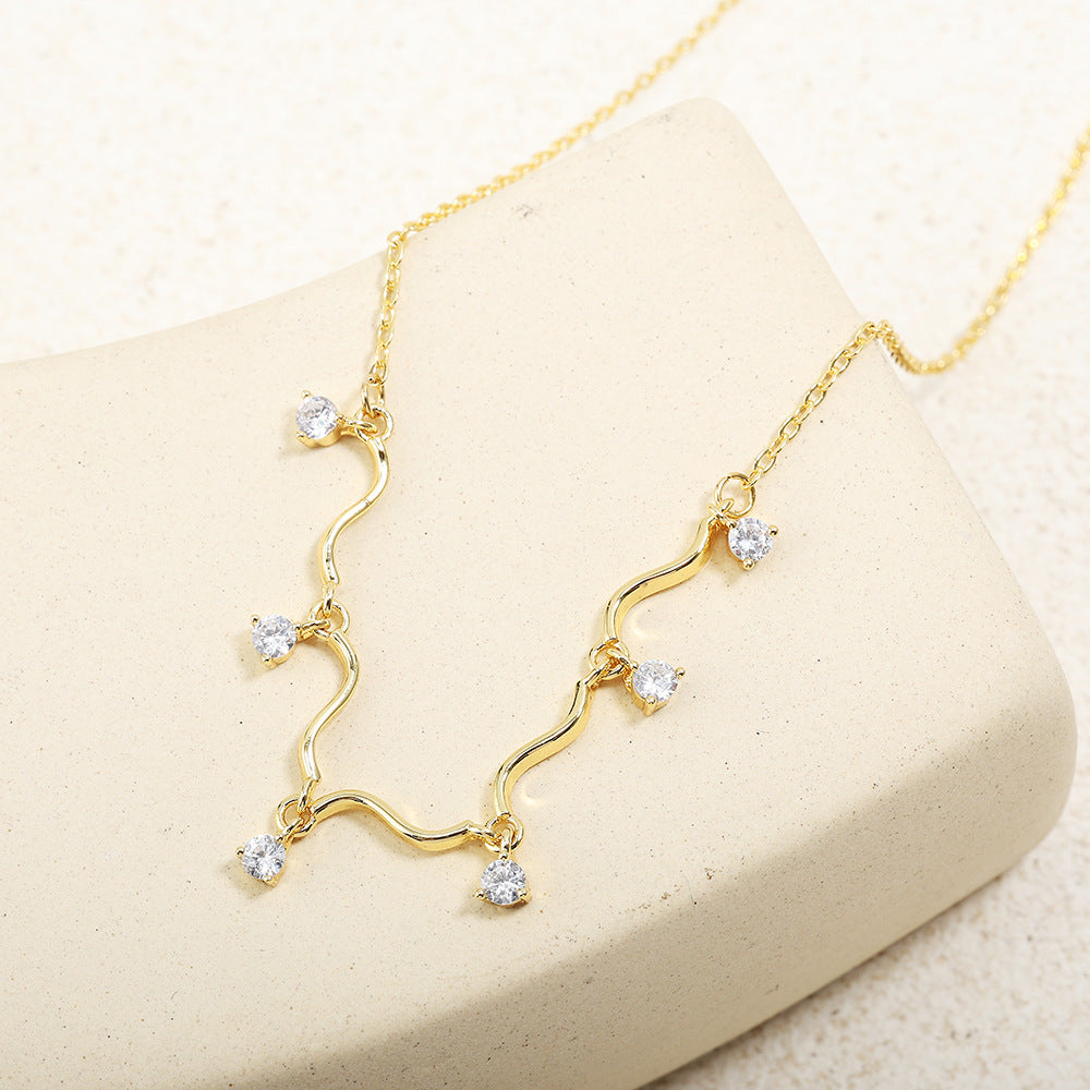 Collier Ondulé en Zircon – Finition Argentée – vue 1