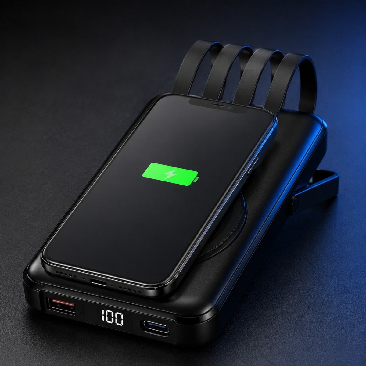 Batterie externe P8285 rechargeant un téléphone sans fil