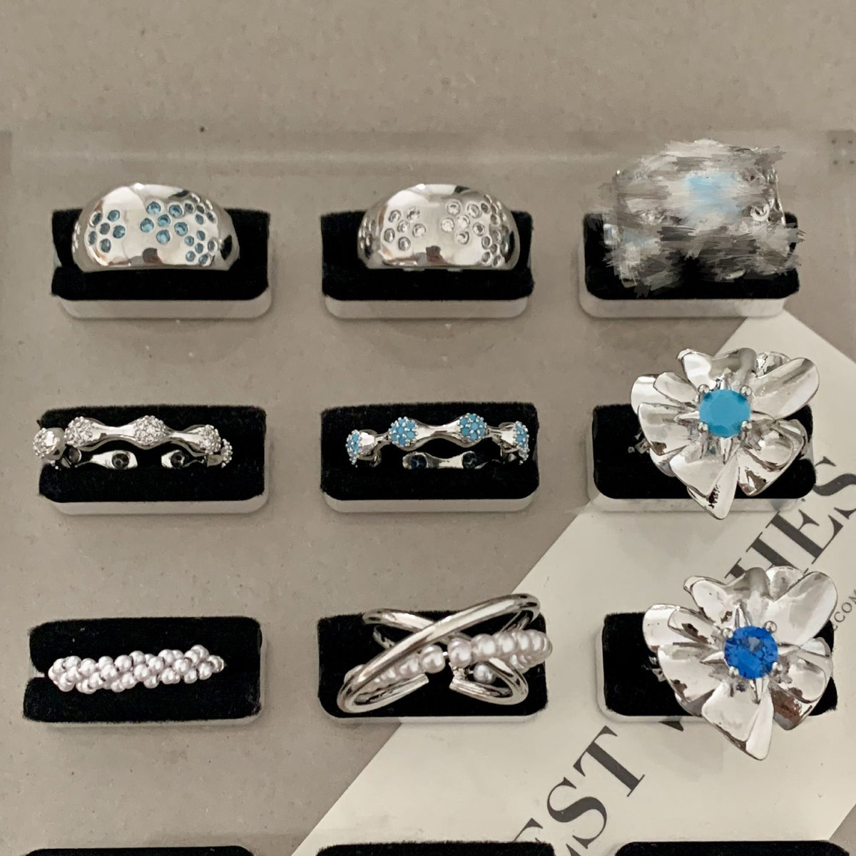 Bague Ouverte Ajustable à Strass – 8 Modèles – vue 1