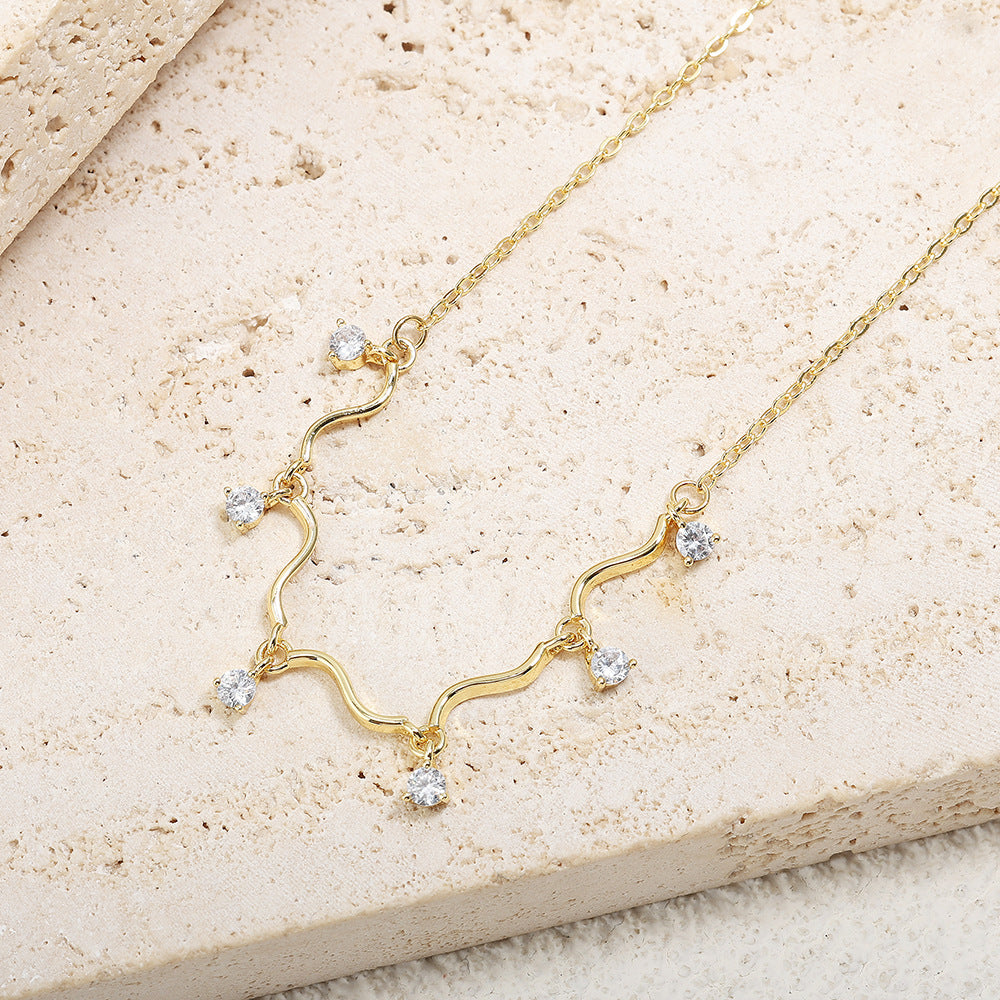 Collier Ondulé en Zircon – Finition Argentée – vue 2
