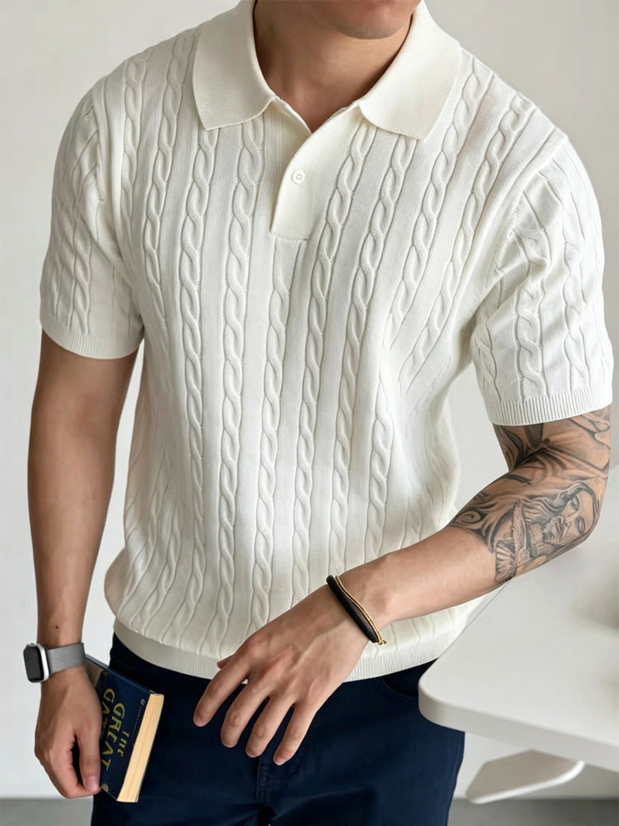 Polo Homme en Maille Torsadée – Manches Courtes – vue 5