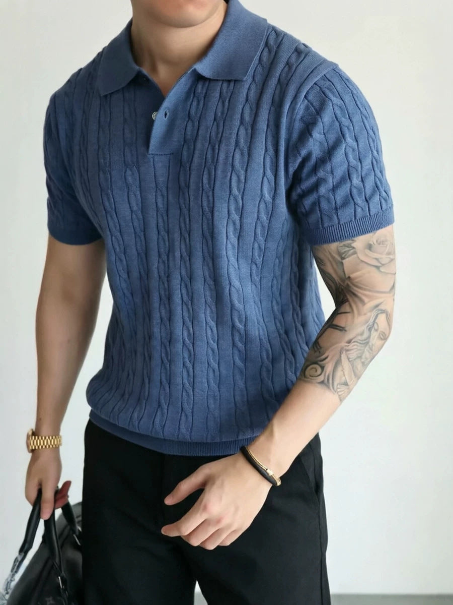 Polo Homme en Maille Torsadée – Manches Courtes – vue 2
