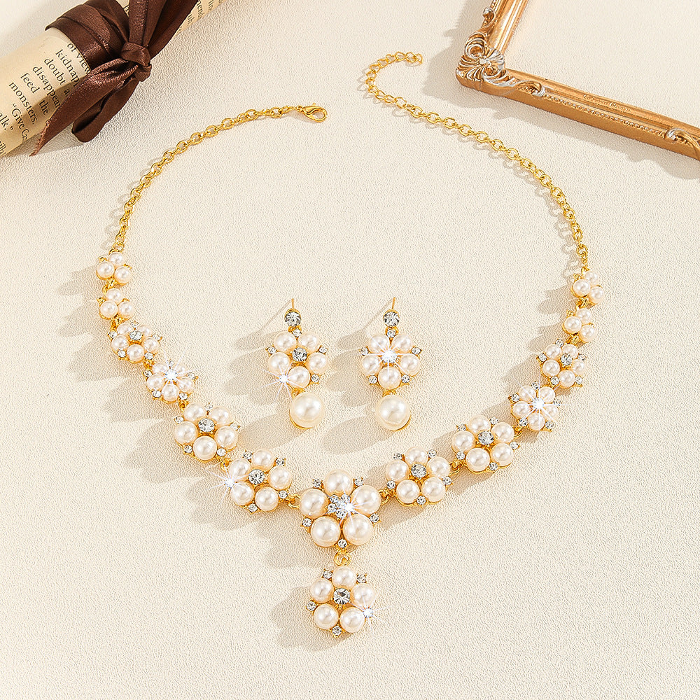 Parure 3 pièces en perles et strass – Style vintage élégant – vue 1