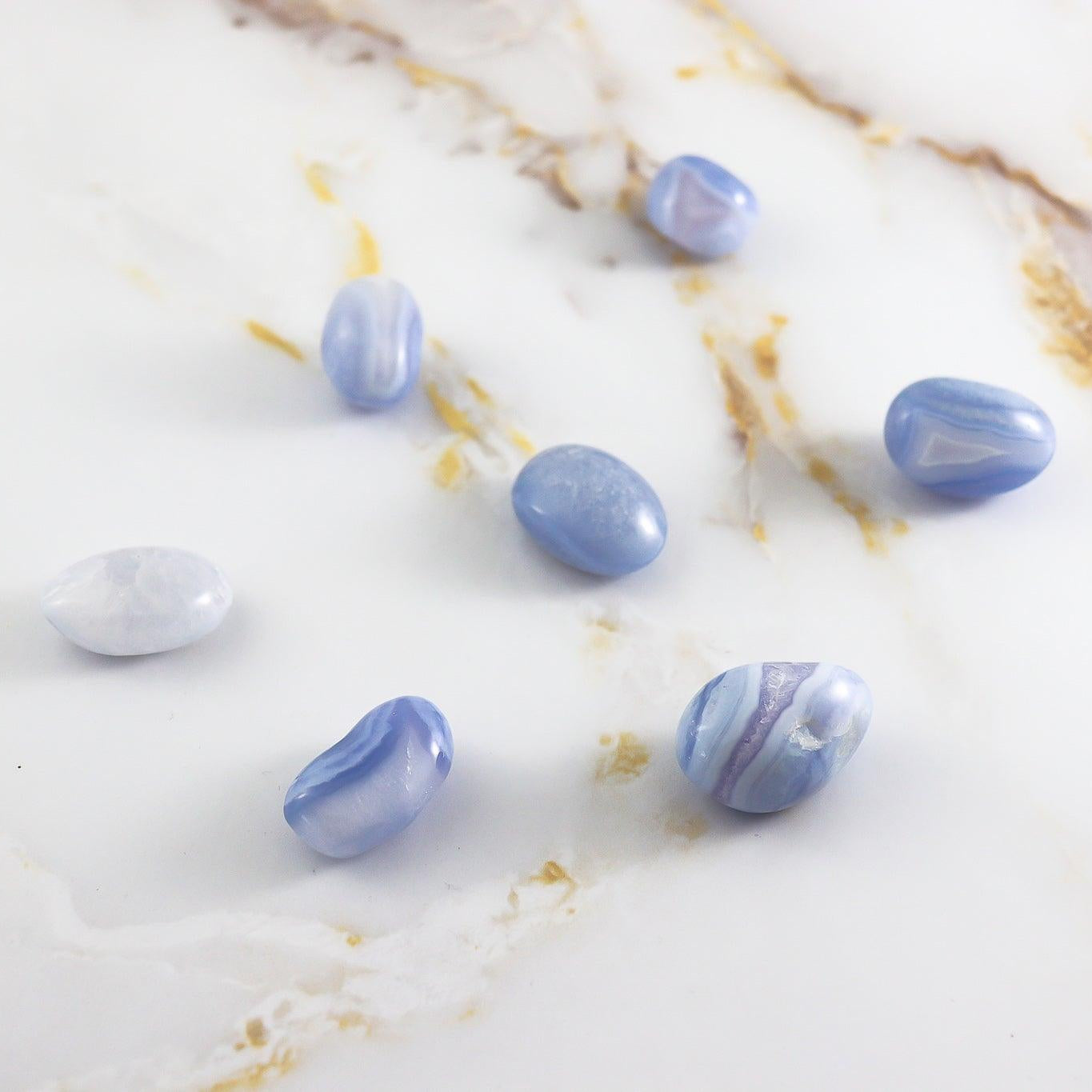 Tumbled blue lace chalcedony