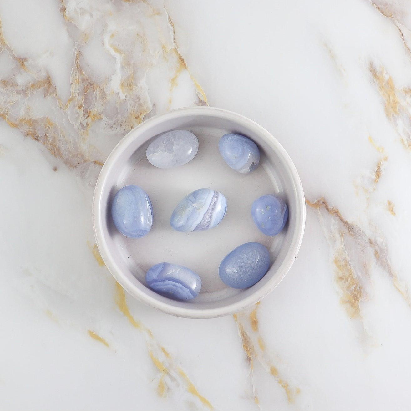 Tumbled blue lace chalcedony